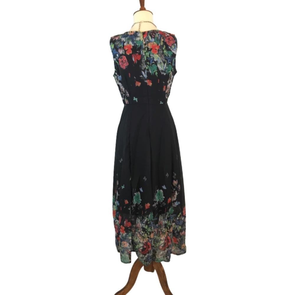 Floral Boat Neckline Sleeveless Midi A-line Dress - Picture 7 of 8